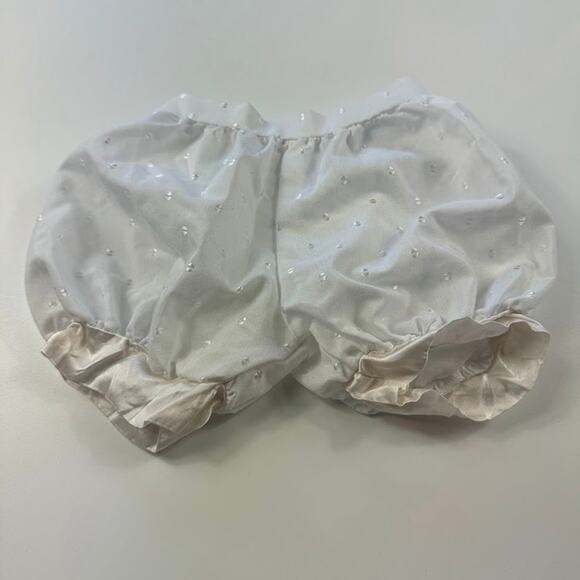Baby Girl's 0-3 Month's Bloomer Shorts White Embroidered Silky Trim - Picture 2 of 8